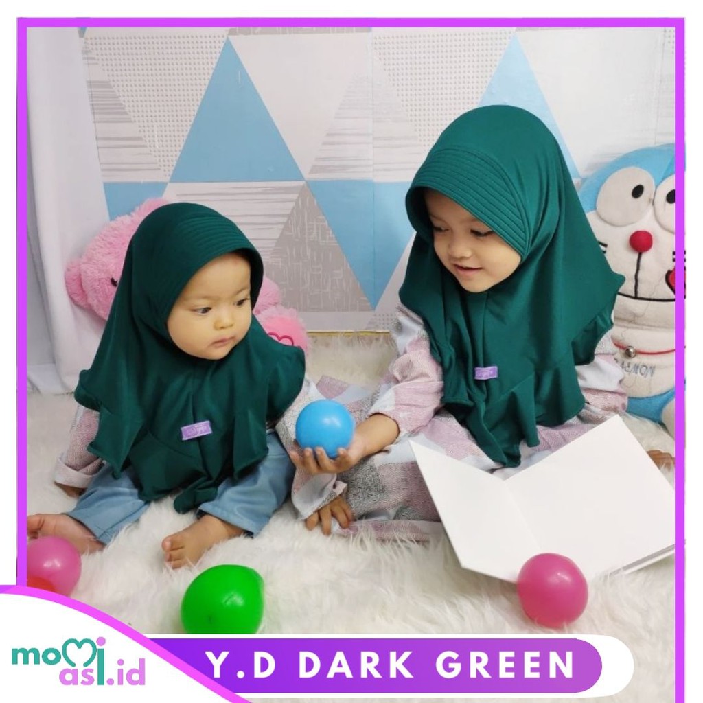 Kerudung Anak Jilbab Hijab Anak Bayi Perempuan Premium Yuki Daily-YUKI DARK GREEN