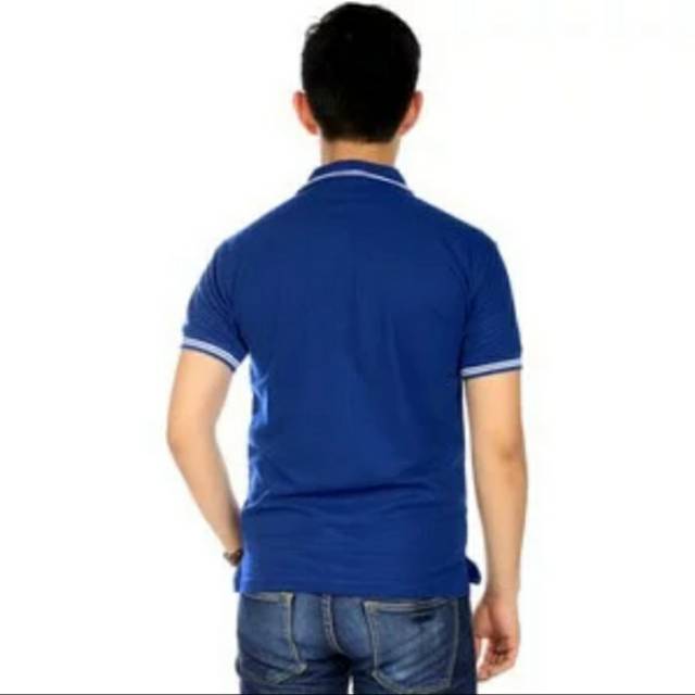 KAOS POLO BIRU BENHUR - KAOS KERAH BIRU - POLO BIRU BENHUR LIST PUTIH - POLO PRIA - KAOS PRIA