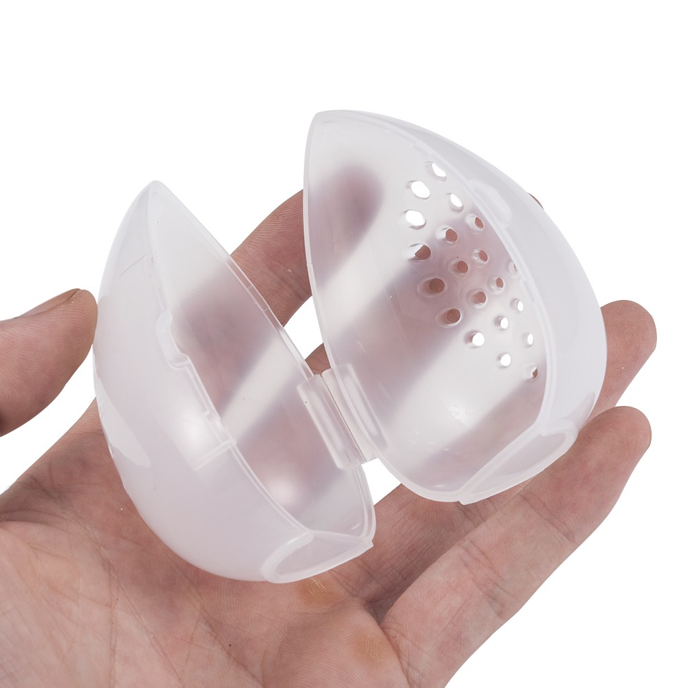 Kotak Penyimpanan Puff Bentuk Telur Transparan Breathable Tahan Debu Anti Jamur Untuk Kecantikan