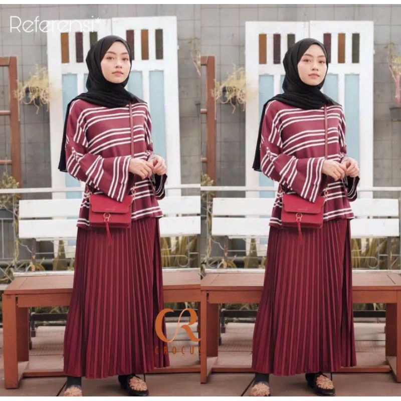 Rok prisket plisket jumbo rok mayung rok termurah rok wanita-Maroon