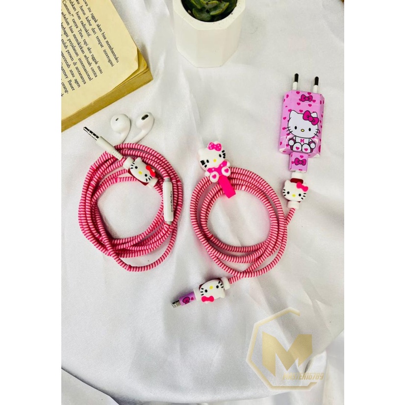 Paket Pelindung Kabel Cable Protector set Spiral iPhone &amp; Android (CHARGER &amp; HEADSET) stiker karakter adapter MA2811