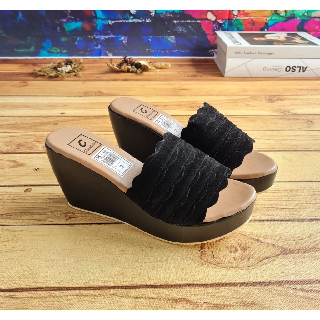 ABBUSHOES Mr 108 Wedges Sandal Wanita gerigi 7cm