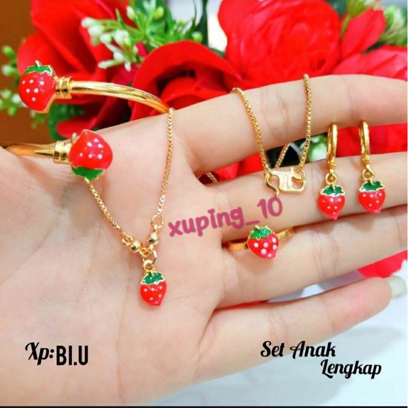 Perhiasan Set Anak-anak Strawberry Xuping Lengkep