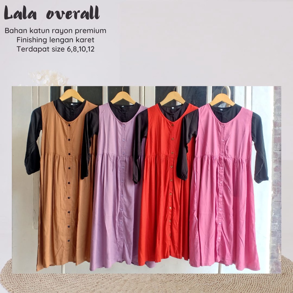 New-Busana Muslimah Anak/Gamis Anak Polos - Lala Overall Kids - Bahan Katun Rayon Premium-Bisa COD