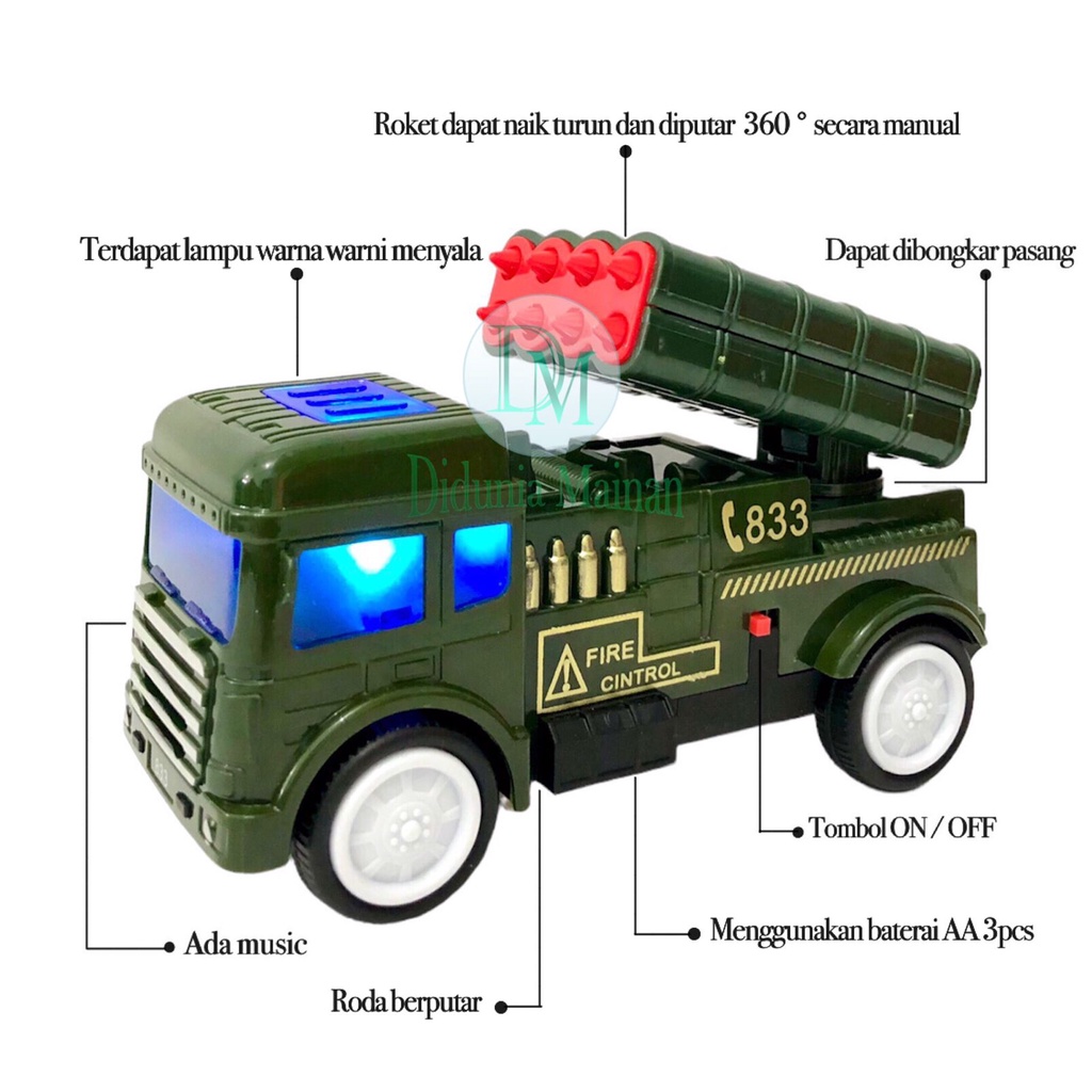 mainan mobil mobilan anak truk misil militer tempur roket tentara perang truck army military