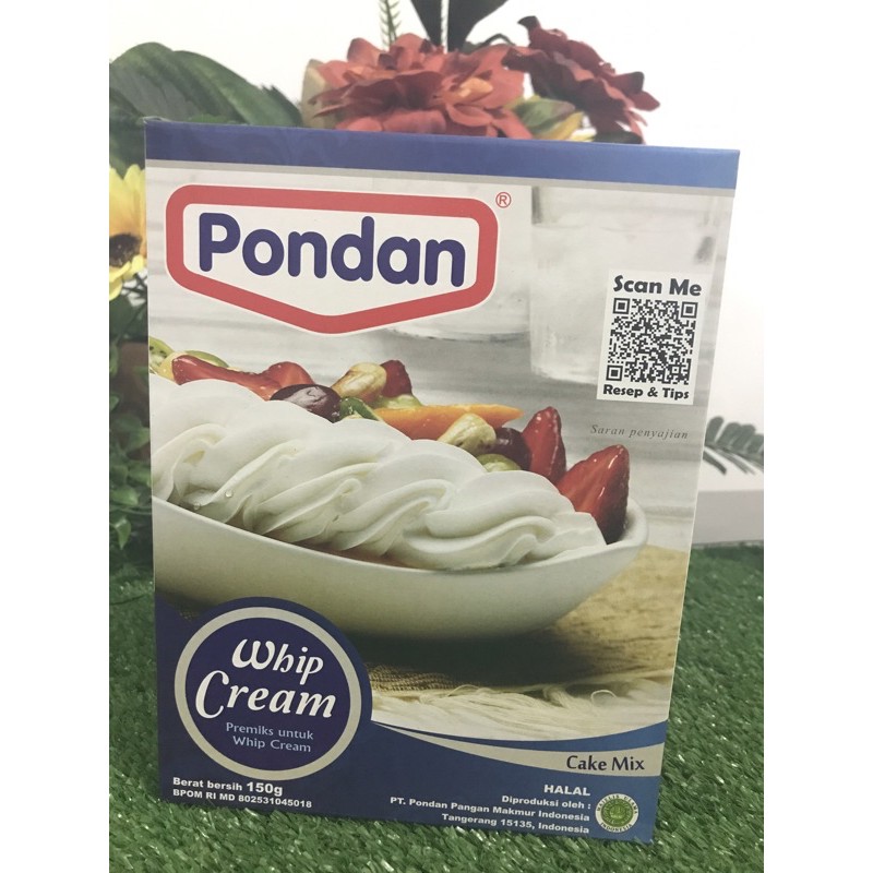 

Pondan whip cream bubuk 150gr dan 100gr