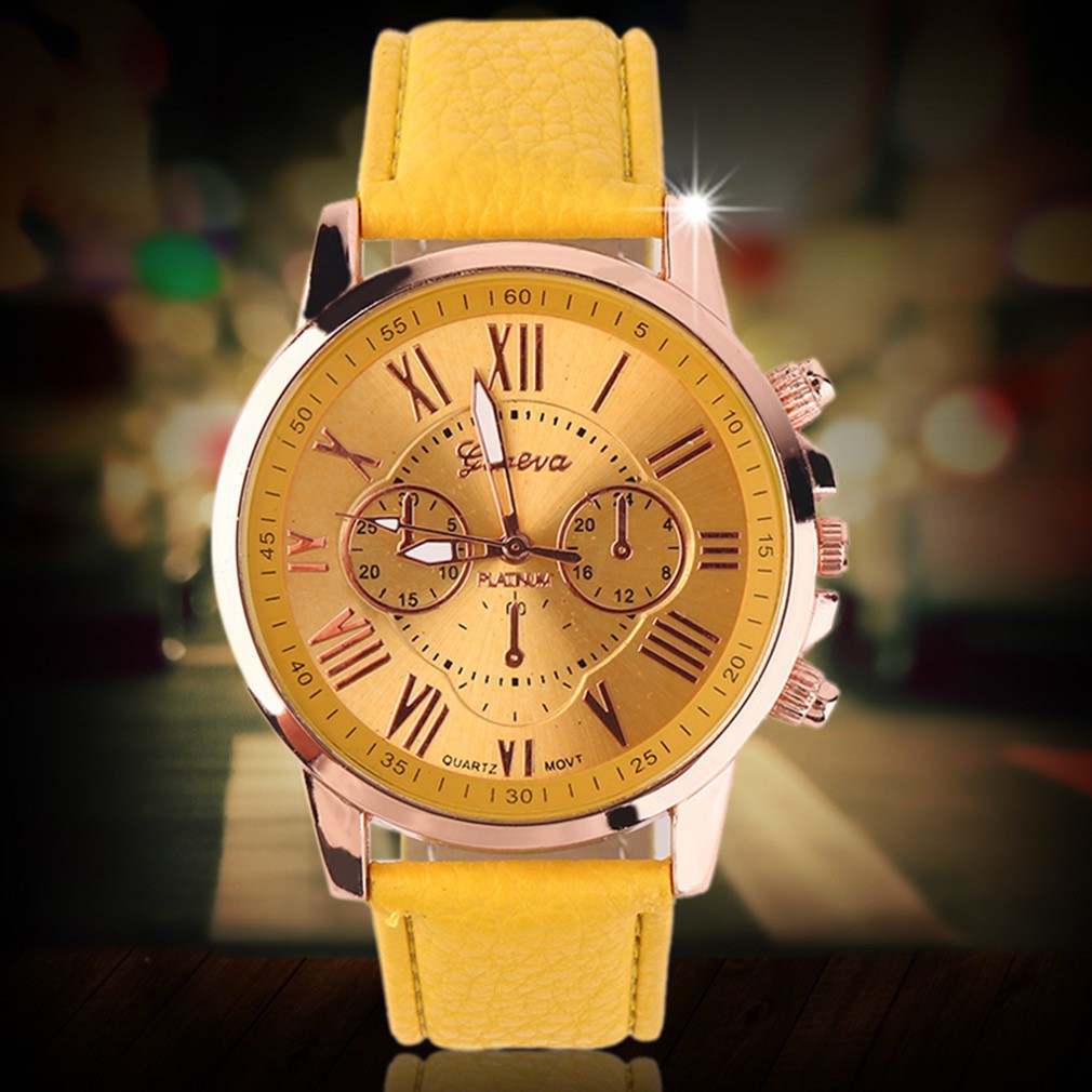 PA Jam Tangan Geneva Leather Quartz Jam Tangan Fashion Wanita Jam Tangan Kulit Analog Cewek // GN004