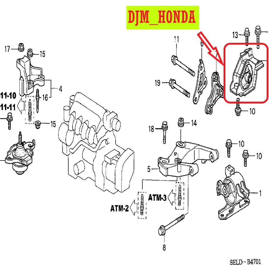 Engine mounting pangkon mesin tengah honda jazz city GD idsi vtec