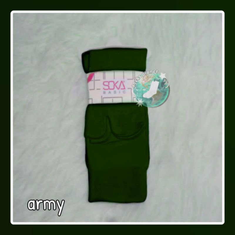[1 PASANG] ORIGINAL SOKA Basic Jempol Kaos Kaki Wanita Hijab Muslimah Murah Size M dan L Termurah Murah Diskon Polos Haji Umroh Warna Kulit dll Size M Pendek size L Panjang Nilon Nylon Kauskaki Kaus Kaki Kaoskaki Krem Cream Skin Series Soka Socking-Army