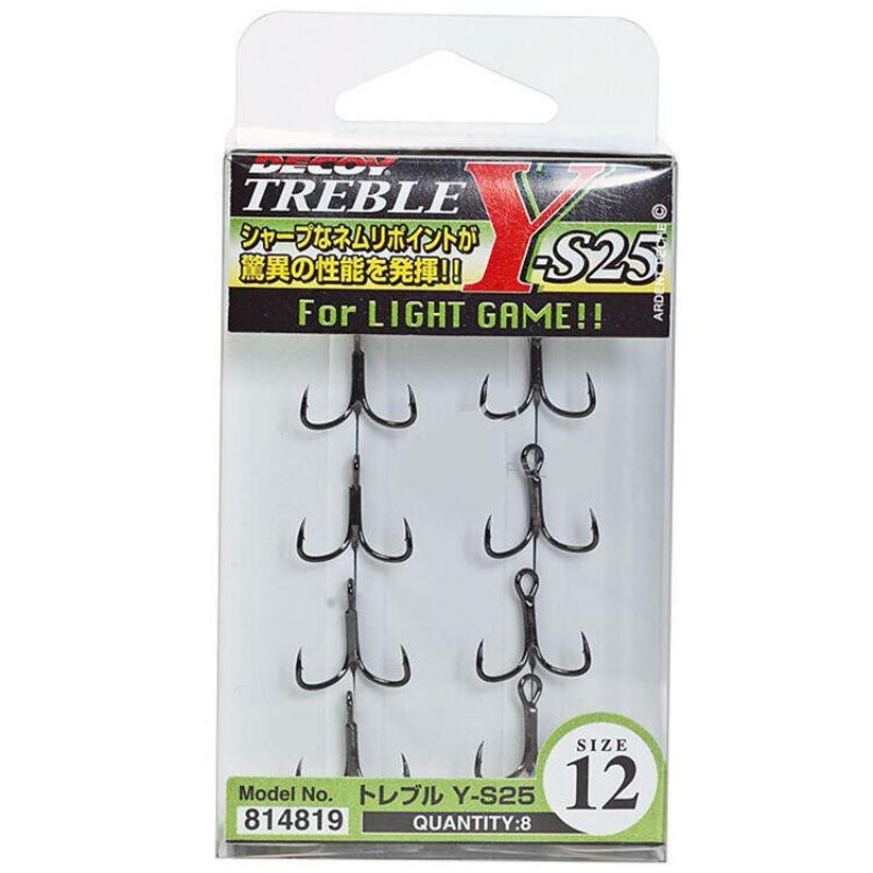 Decoy Y-S25 Treble Hook Light Game Treble Hooks Size 14 (4802)