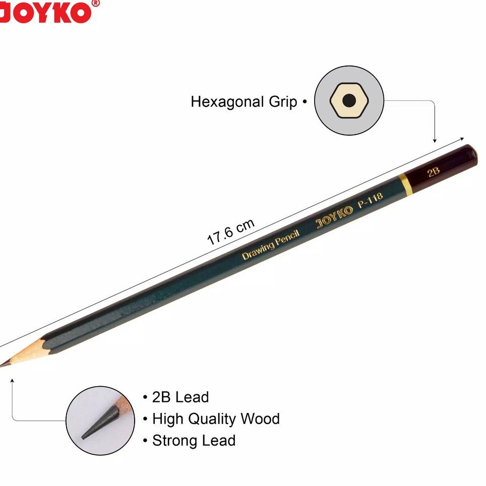 

Baru✾ DRAWING PENCIL / PENSIL MENGGAMBAR JOYKO P-118-14 1 Set 14 Pcs 041 ✶