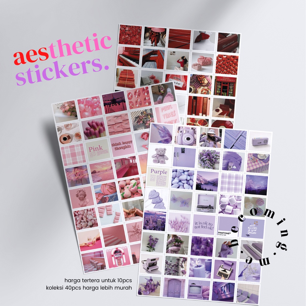 

40pcs Aesthetic Sticker Pink - stiker deco freebies tumblr hp laptop