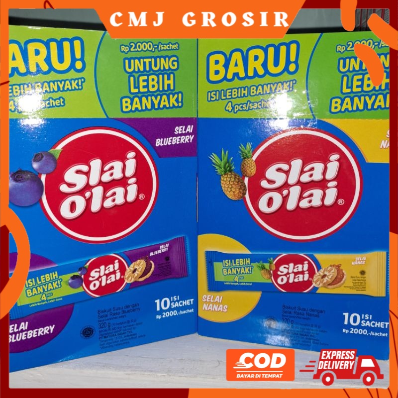 

GROSIR SLAI OLAI BOX ISI 10 SACHET X 32 GR STRAWBERRY | BLUEBERRY | NANAS