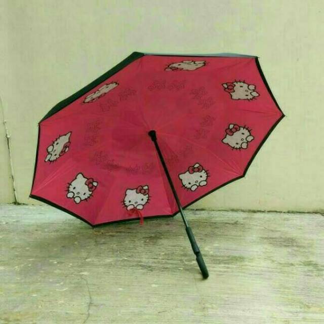 Payung terbalik hello kitty hk sanrio kazbrella murah grosir reseller umbrella karakter hellokitty