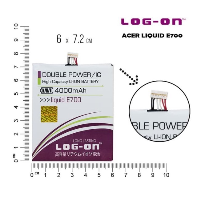 BATERAI ACER LIQUID E700 - BAT-P10 - LOG ON DOUBLE POWER BATTERY BATRE