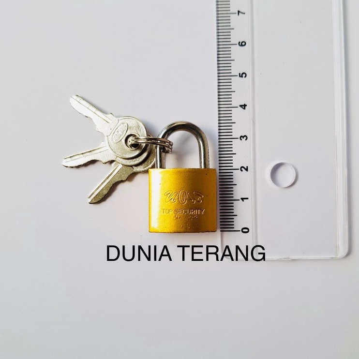 Gembok Besi CAT KUNING VION 20mm kotakan - Gembok Koper Tas Pintu Laci Lemari  Kuning Kecil Mini 20mm -  Yellow Iron Padlock 20mm