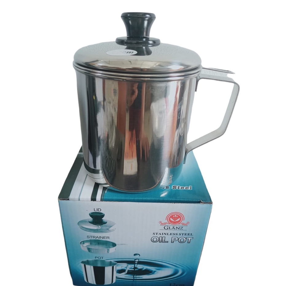 OIL POT GLANZ Saringan Minyak Stainless Steel Tebal 1200ML