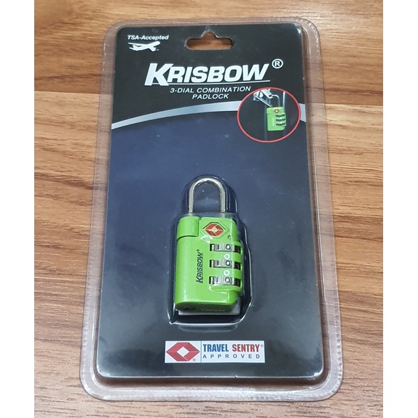 Gembok Koper Krisbow Padlock 3 dial Green