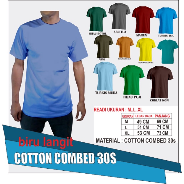 KAOS DISTRO POLOS COMBED 30S BIRU LANGIT