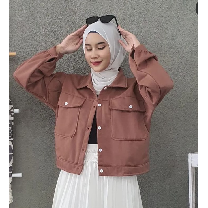 Jaket Wanita AUSY JACKET CROOPE outer wanita bahan fleece