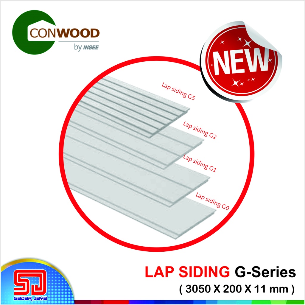 Conwood Lap Siding G0 G1 G2 G5 Plank FIber Cement Motif Alur Lekukan Dekorasi Dinding GRC