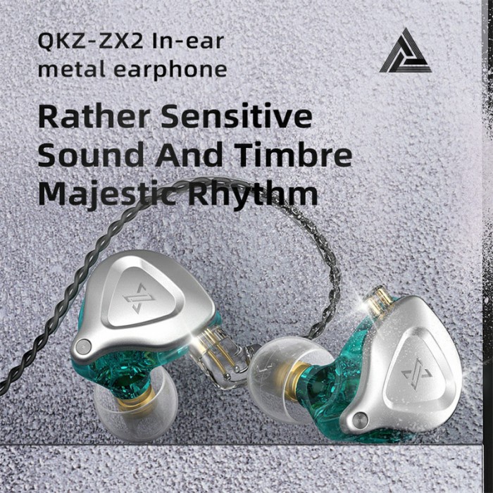 QKZ ZX2 with Mic Earphone In Ear Hifi Dynamic Heavy Bass Bahan Metal