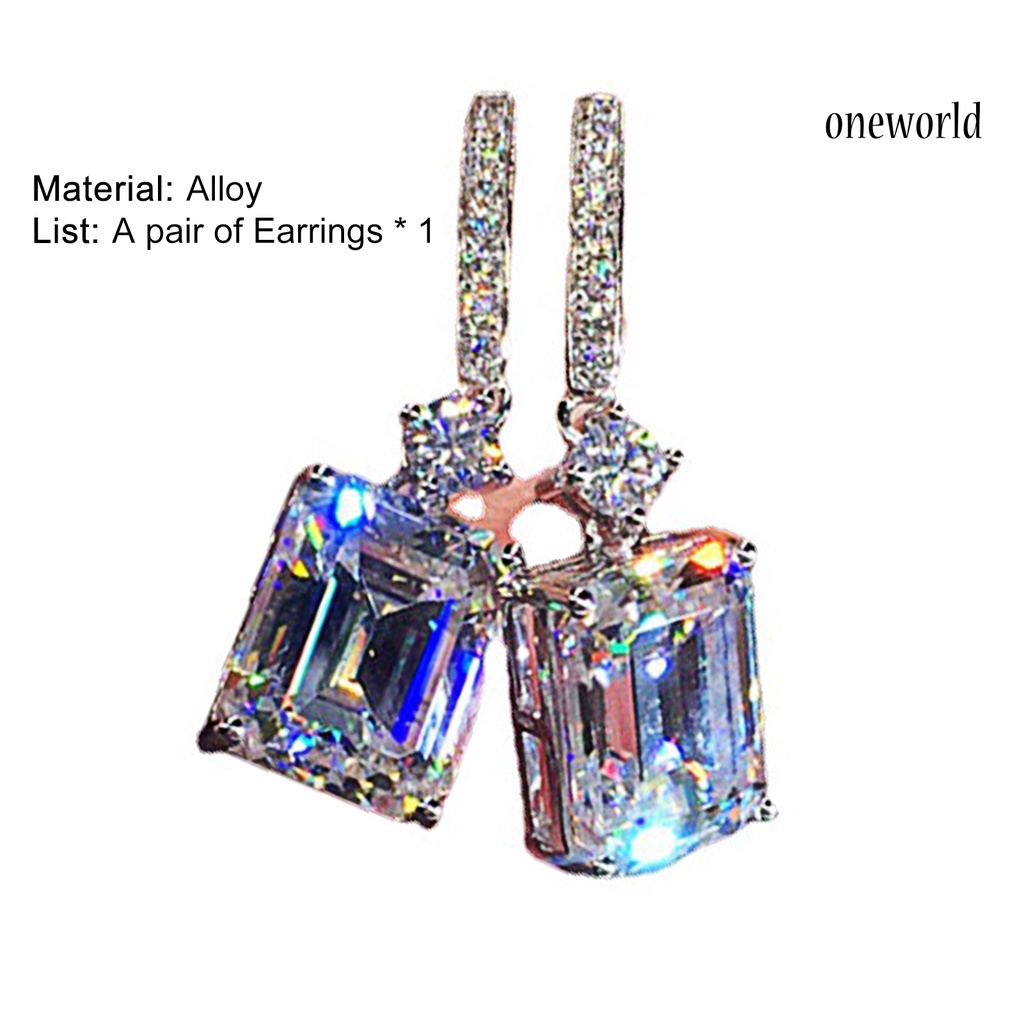 OW# 1 Pair Earrings Fine Workmanship Decoration Alloy Women Square Shape Earrings for Daily Life