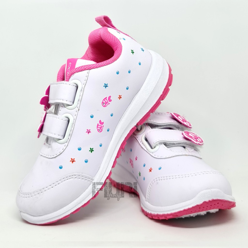 FIURI - ANDO ORIGINAL -  LILY MERMAID PEREKAT 29-36 PUTIH PINK - SEPATU SNEAKERS KANVAS SOL KARET ANAK KECIL PEREMPUAN  - SEPATU PUTRI DUYUNG KETS LUCU FASHION TRENDY - SEPATU SEKOLAH PAUD TK KRETEKAN PEREKAT CEWEK MURAH PROMO DISKON BONUS KAOS KAKI