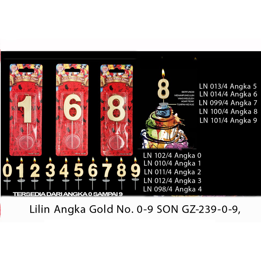 Lilin Angka EMAS GROSIR, Lilin Metalik, Lilin Gold Silver Ulangtahun kue tart candle SON nomer