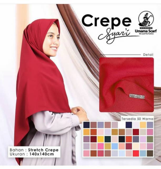 jilbab segiempat 140x140cm umama crepe syar'i