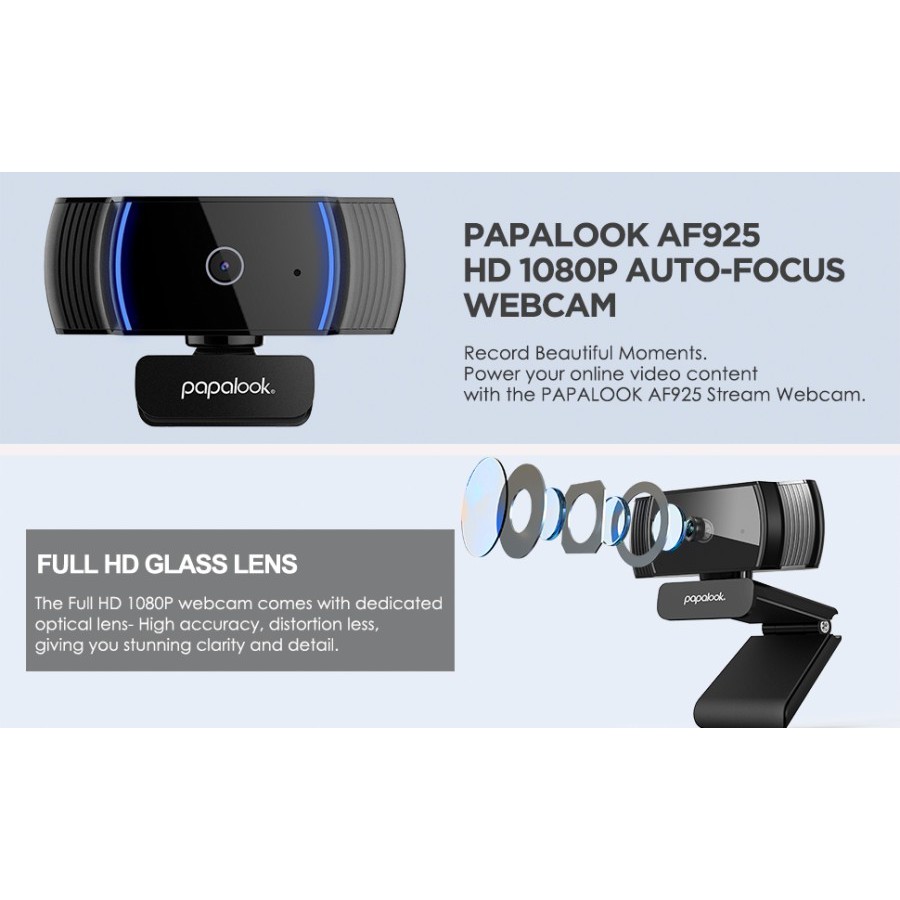 PAPALOOK Webcam 1080P 30FPS Full HD with Microphone AF925