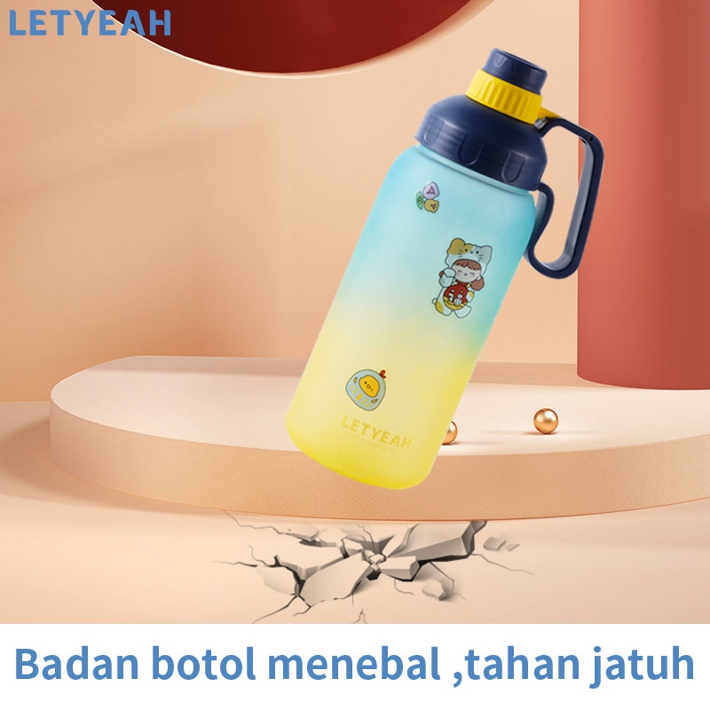 letyeah Botol minum 1800ml jumbo portable tahan bocor dengan sedotan / bpa free