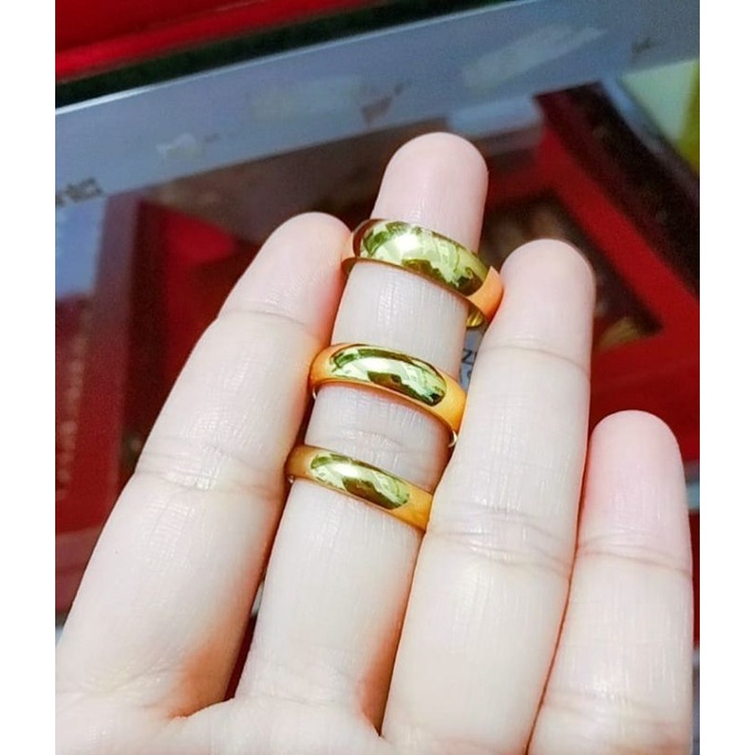 CINCIN POLOS TITANIUM/LAPIS KRISTAL/LAPIS EMAS 24K