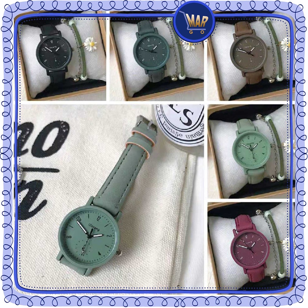 Jam Tangan Wanita Polos Jam Kulit PU Sintetis Jam Analog Jam Fashion Wanita