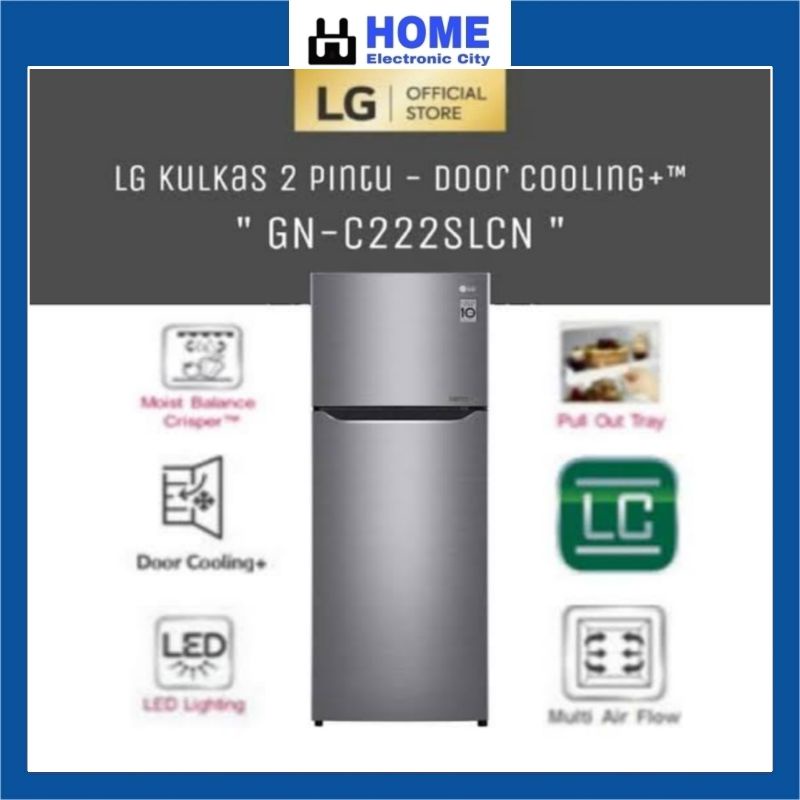 LG GN-C222SLCN Kulkas 2 pintu inverter 209 Liter Garansi Resmi