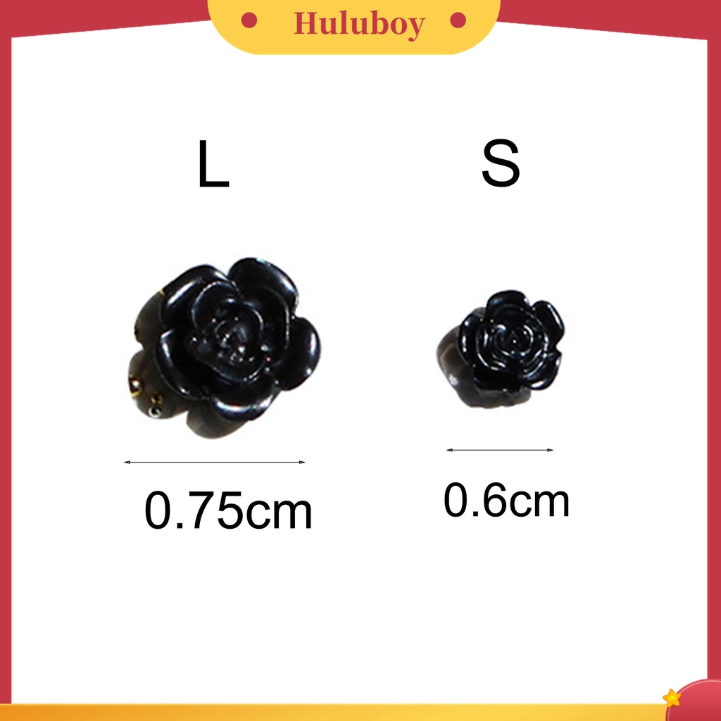 Huluboy Huluboy♡ 50pcs / Kantong Ornamen Bunga Camellia Hitam Tiga Dimensi Untuk Dekorasi Kuku Wanita