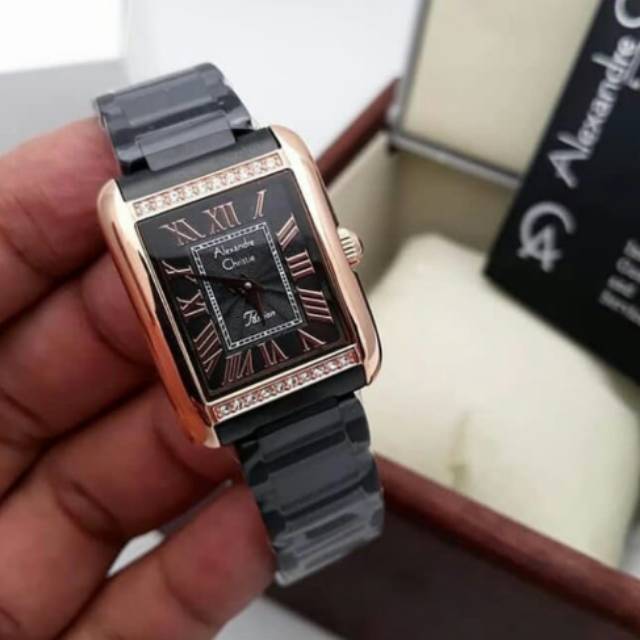 ORIGINAL JAM TANGAN WANITA ALEXANDRE CHRISTIE CEWEK ROSEGOLD BLACK RANTAI ALEXANDER CRISTIE AC 2660