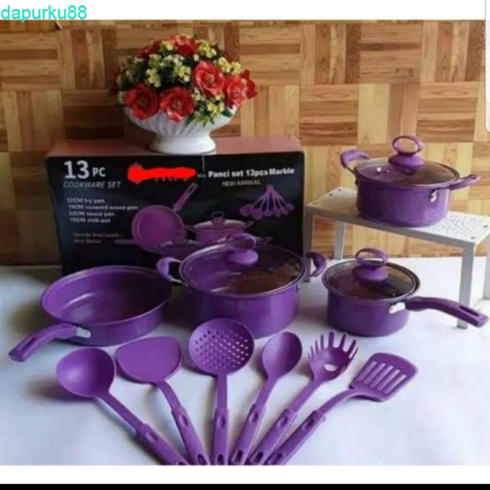 Panci set 13 pcs teflon marble