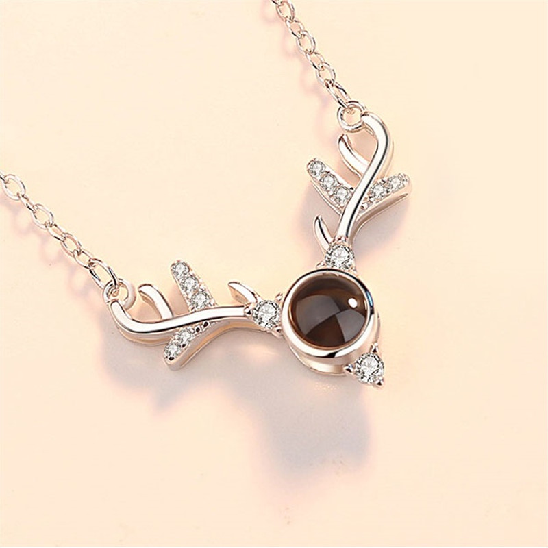 [Ready Stock]Fashion Silver Plated Silver Antler Clavicle Chain Simple Pendant