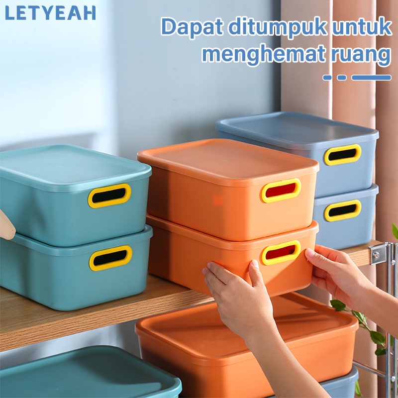 letyeah Storage box organizer dengan penutup anti debu / kotak penyimpanan bin pantry serbaguna