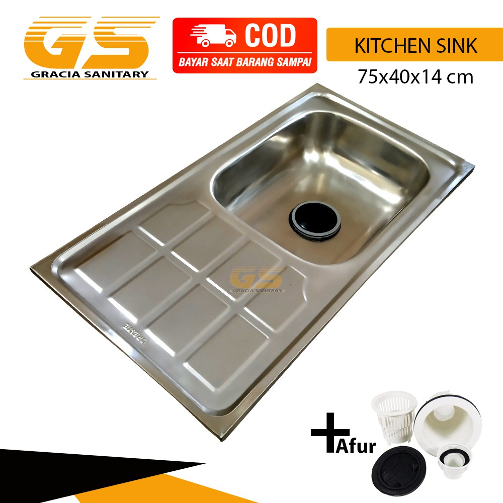 Bak Cuci Piring Stainless Kitchen Sink 75 x 40 x 14 Cm / Wastafel cuci pirng kitchen sink stainless steel