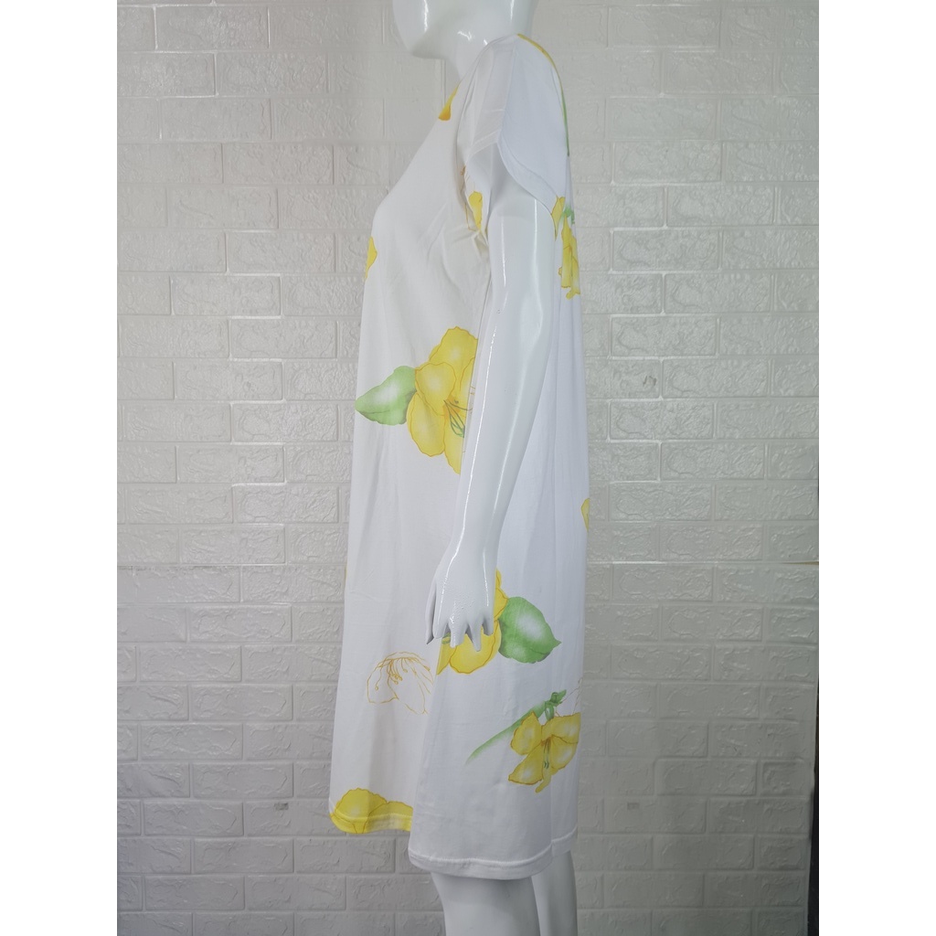 Daster Wanita Dewasa Katun - White Flower