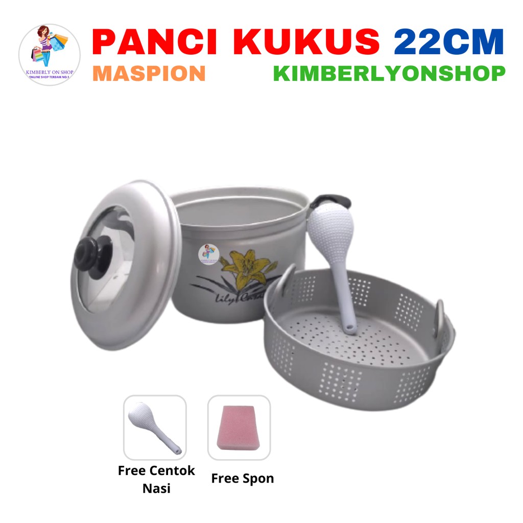 Panci Kukus Steamer Rice Cooker Pancaguna Tutup Kaca 22 cm Maspion