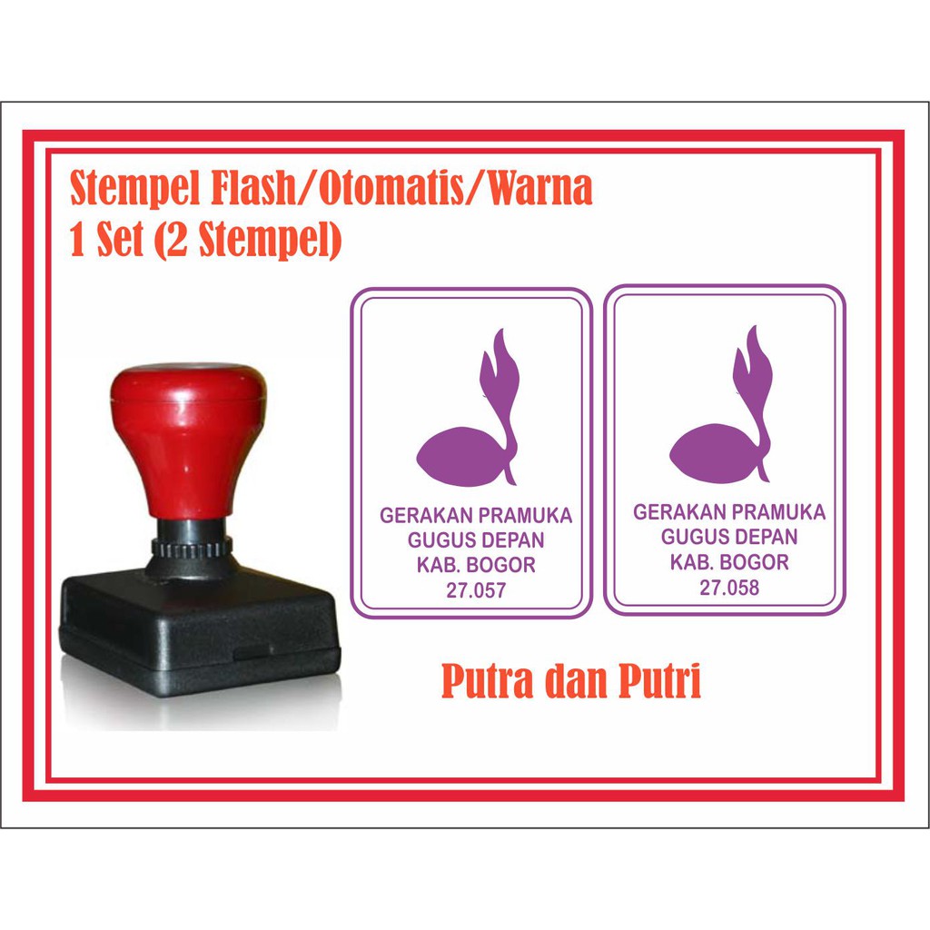 

Stempel Flash/Warna Untuk Pramuka Gugus Depan 1 Set ( 2 Stempel )