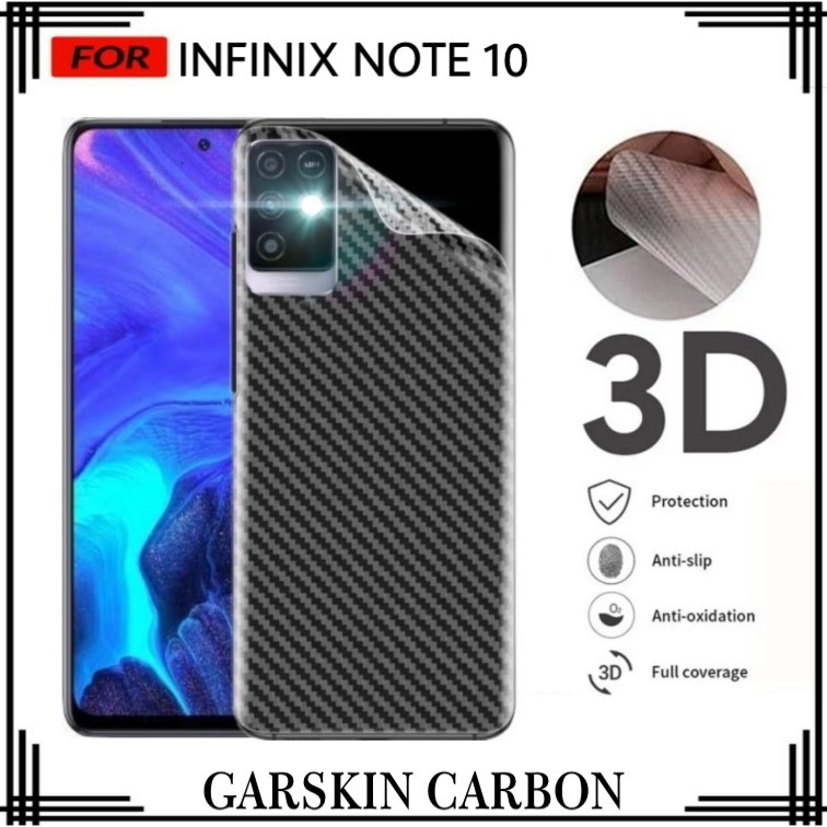 GARSKIN INFINIX NOTE 10 SKIN HANDPHONE CARBON 3D ANTI GORES BELAKANG