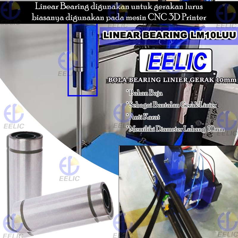 EELIC LIB-LM10LUU Linear bearing 10mm bola gerak linier bantalan bushing sparepart 3D printer