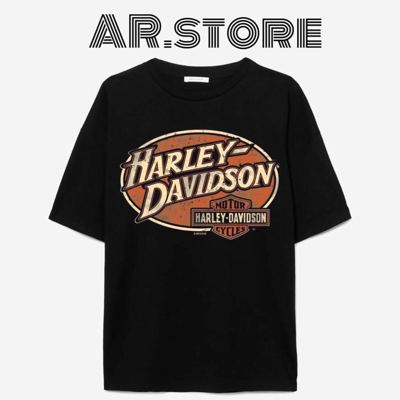 Kaos baju motor Harley Davidson - Tshirt Oversized pria wanita hitam