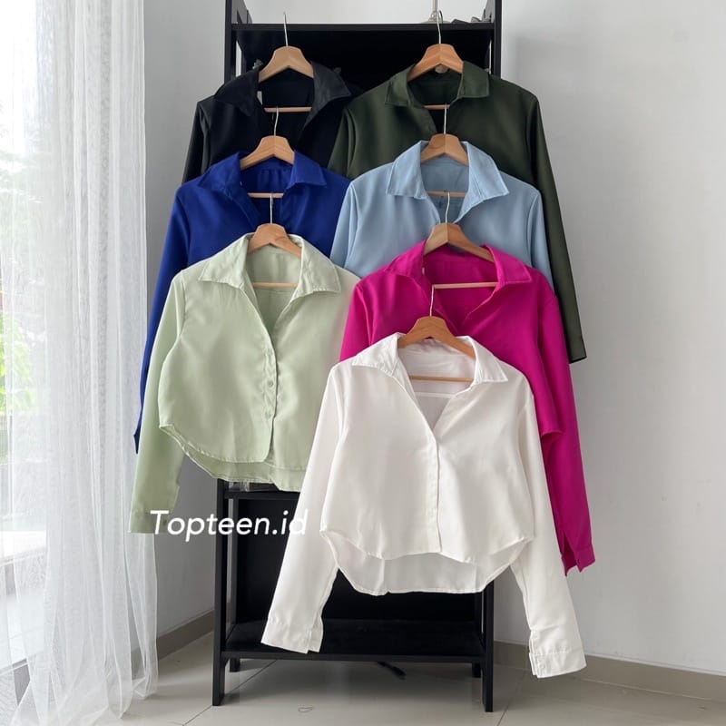 BEFAST - ZRX OOTD kemeja Crop NADI / Long Lexa Sakura / kemeja Crop Wanita / Pakaian kekinian Remaja ABG / Hem Polos Lengan Panjang / Fashion Ala Style Korean / Kemeja Crop Trendy / Hem Wanita Modis / Terlaris