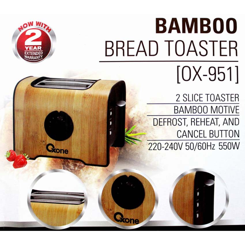 Oxone Pemanggang Roti OX-951 Bamboo Bread Toaster