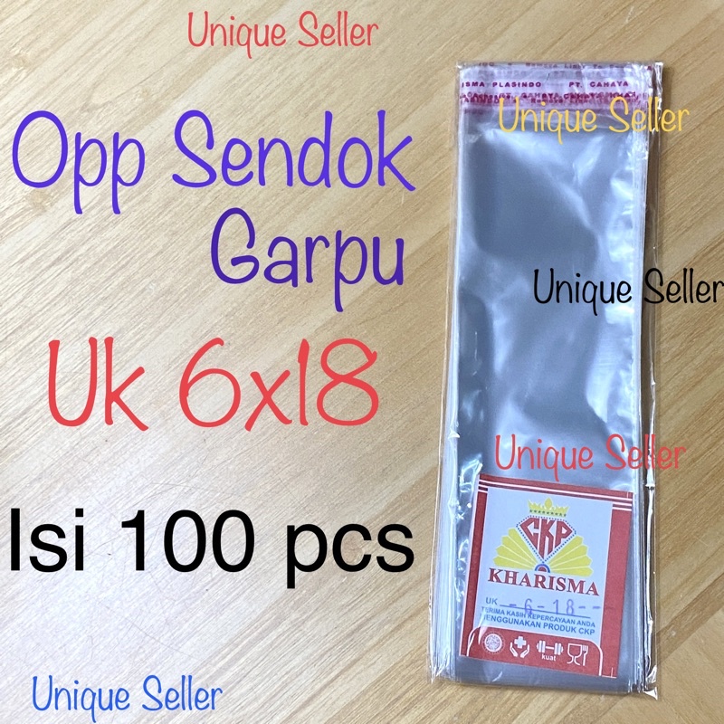 Plastik Opp Sendok Garpu Set Katering 6x18 cm isi 100 / Kantong Plastik Opp Seal 6x18 / Plastik Opp Sendok Garpu Set Katering dengan Perekat 6x18